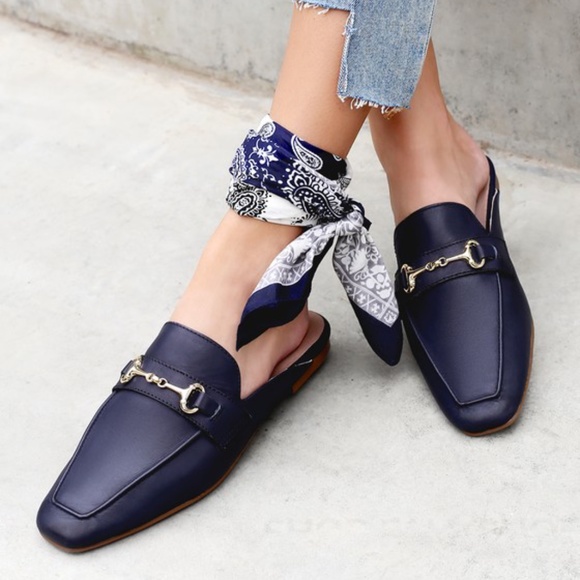 Steve Madden Shoes - Steven by Steve Madden Razzi L Navy Leather Loafer